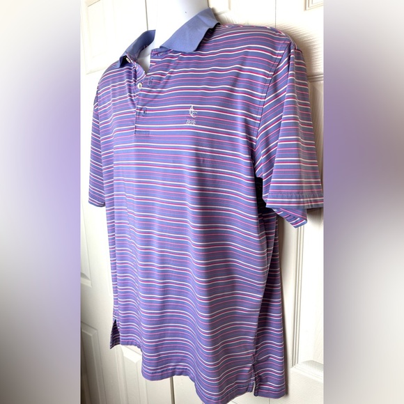 PETER MILLAR Summer Comfort Polo Shirt Golf Blue Pink ACC Athens GA Country Club - Picture 3 of 9
